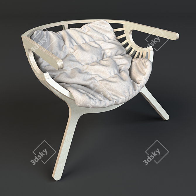 Modern Wood-Frame Armchair 3D model image 1