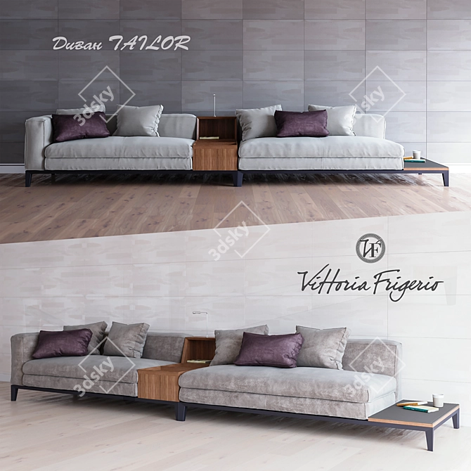 Tailor Modular Sofa: Two Stylish Fabric Variants 3D model image 1