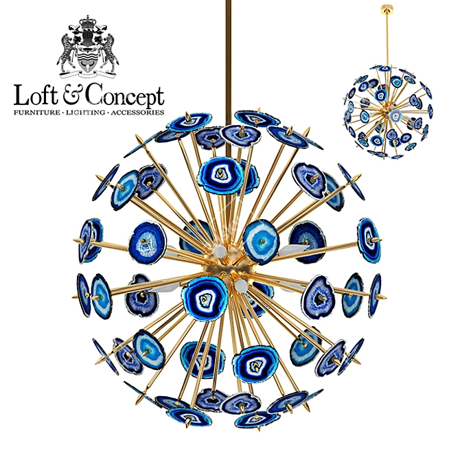Agate Burst Chandelier: Blue Elegance 3D model image 1