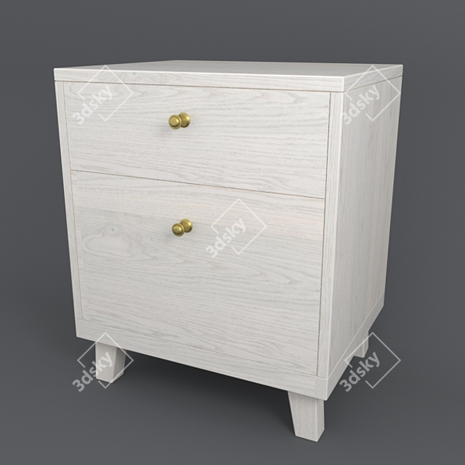 Thimon Oak Bedside Table - Adds a Pop of Print to Your Bedroom! 3D model image 1