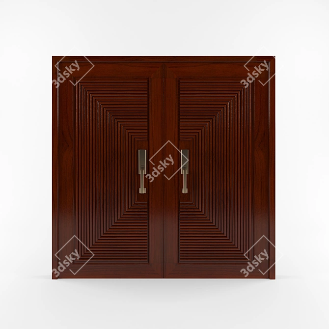 Pahudia Wood Door: Exquisite Craftsmanship & Timeless Elegance 3D model image 1