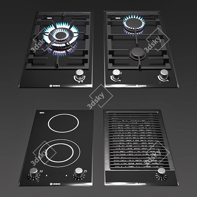 Title: BOSCH Gas Hob Domino 3D model image 1