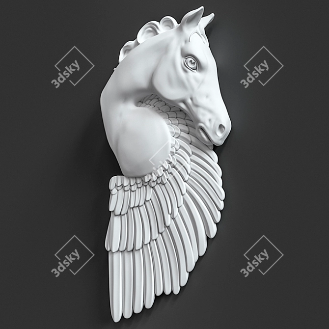 Majestic Pegasus Wall Sculpture 3D model image 2