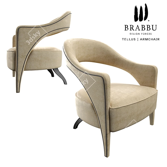 Modern Tellus Armchair: BRABBU Design Forces 3D model image 2