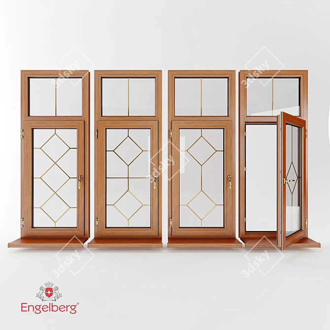 Elegant Muntin Bars Plastic Windows 3D model image 1