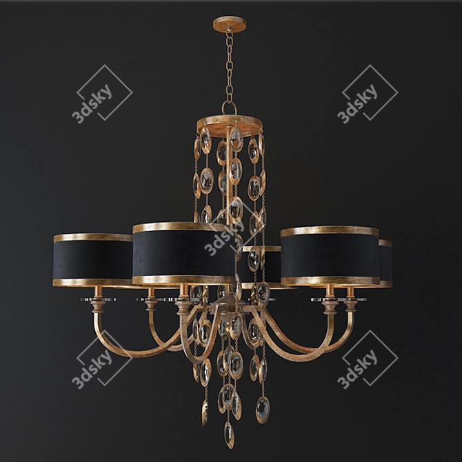 Elegant Black Crystal Chandelier - 6 Lights 3D model image 1