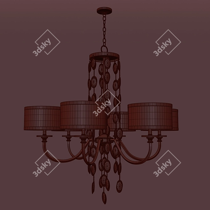 Elegant Black Crystal Chandelier - 6 Lights 3D model image 3