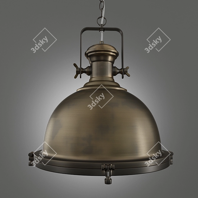 Lussole Brass Glass Suspension Lights 3D model image 2