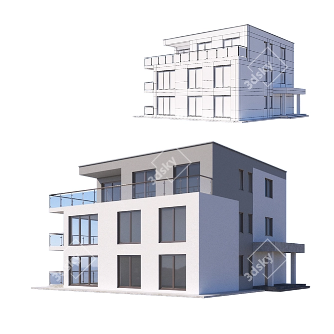 Architectural Building Model - VRay Compatible 3D model image 2