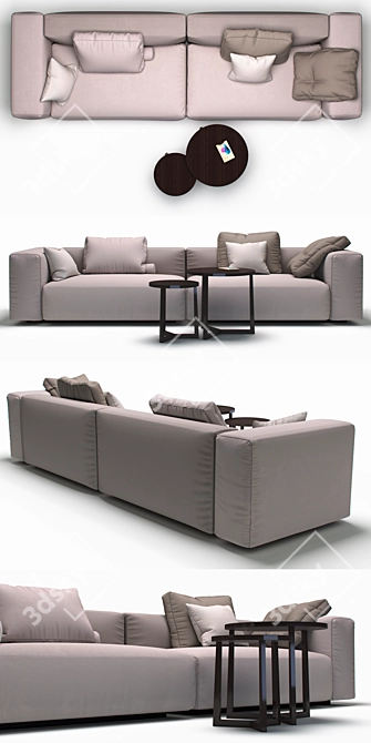 Flexform Lario 217B3: Stylish & Spacious 3-Seater 3D model image 2