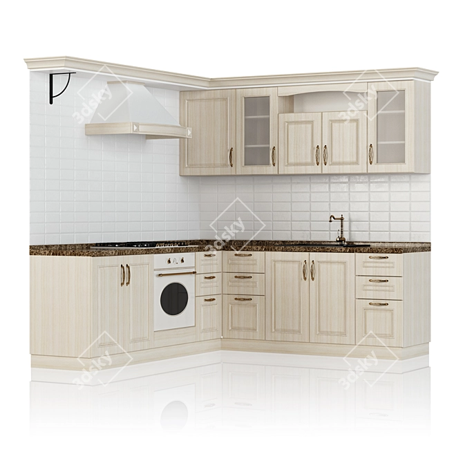 Timeless Elegance: Classic Kitchen 3D model image 1