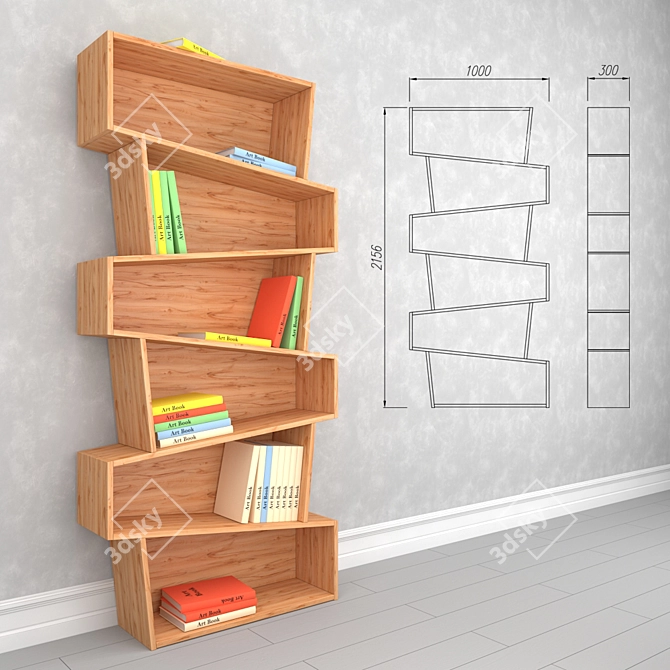 Designer Plywood Rack 3D model image 2