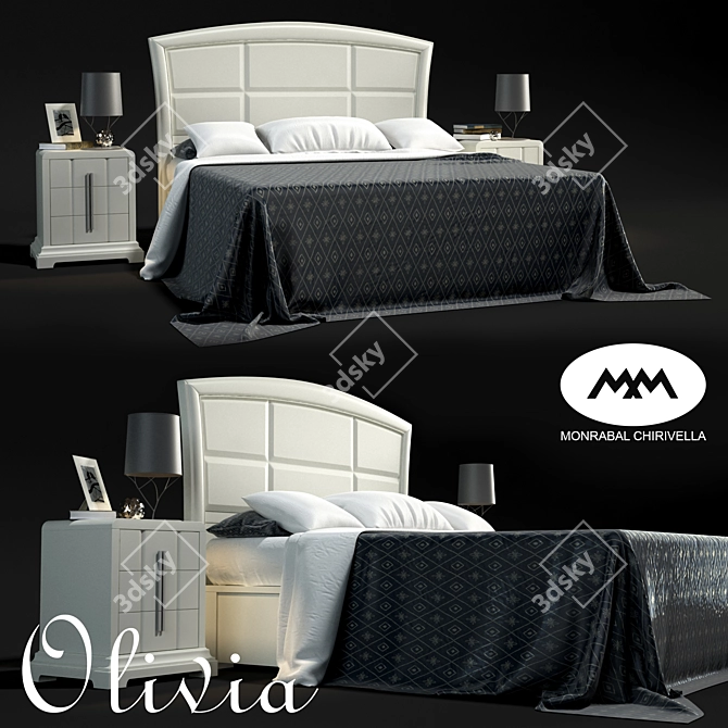 Modern 3D Bed - Olivia 3D model image 1