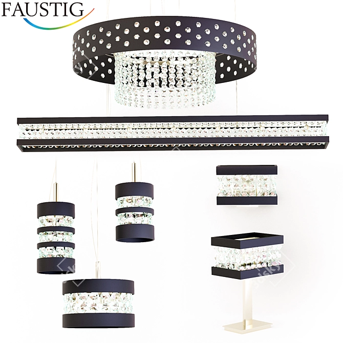 Elegant Faustig Black Lighting Set 3D model image 1