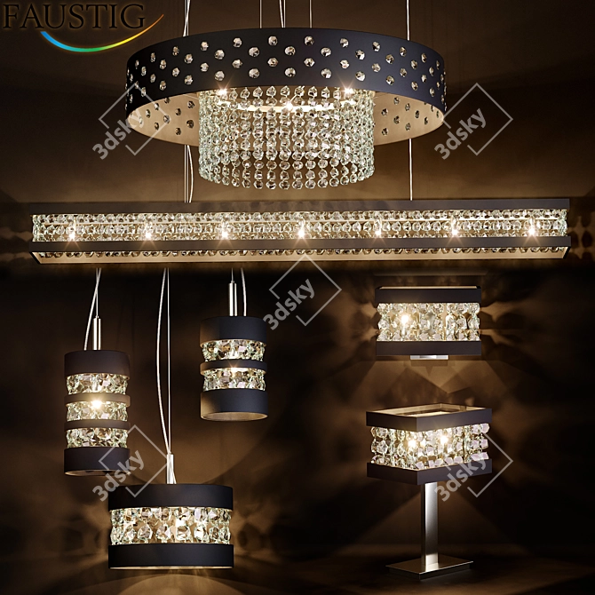 Elegant Faustig Black Lighting Set 3D model image 2