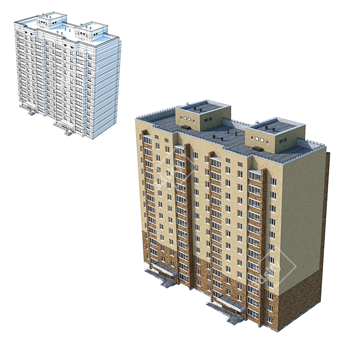 Modern Building Model with VRay Compatibility 3D model image 3