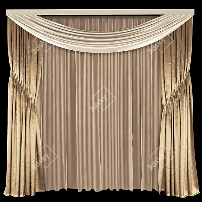 Elegant Drapery Set - 3D Max Compatible 3D model image 1