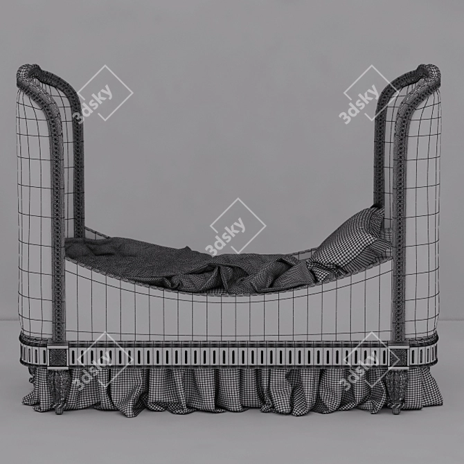 Antique Grey Mist Upholstered Toddler Bed 3D model image 3
