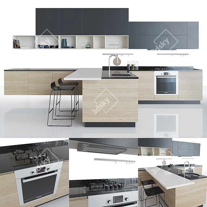 Sleek Scavolini Motus: Stylish & Versatile Kitchen 3D model image 1