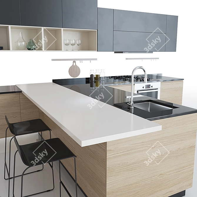 Sleek Scavolini Motus: Stylish & Versatile Kitchen 3D model image 2