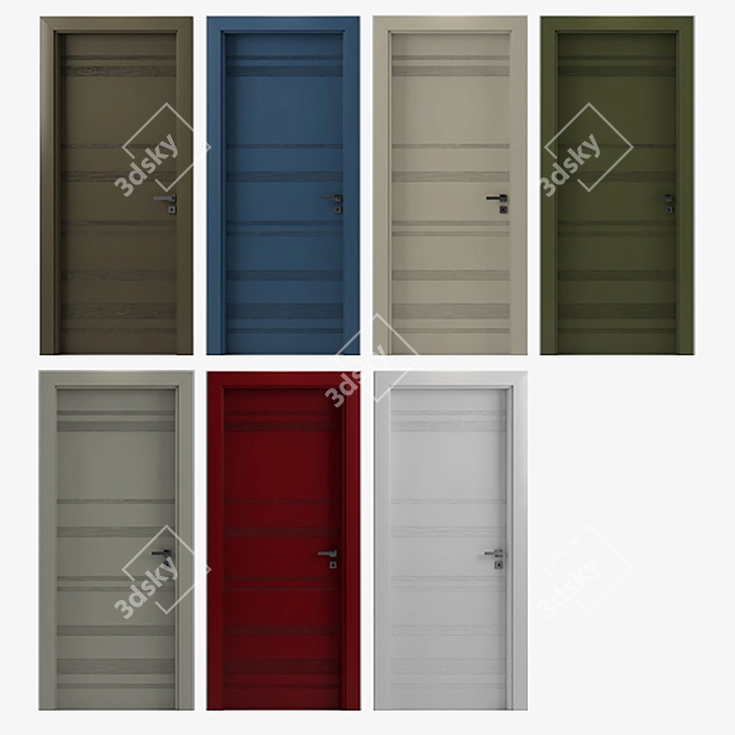Elegant Equa Styla Door Set 3D model image 2
