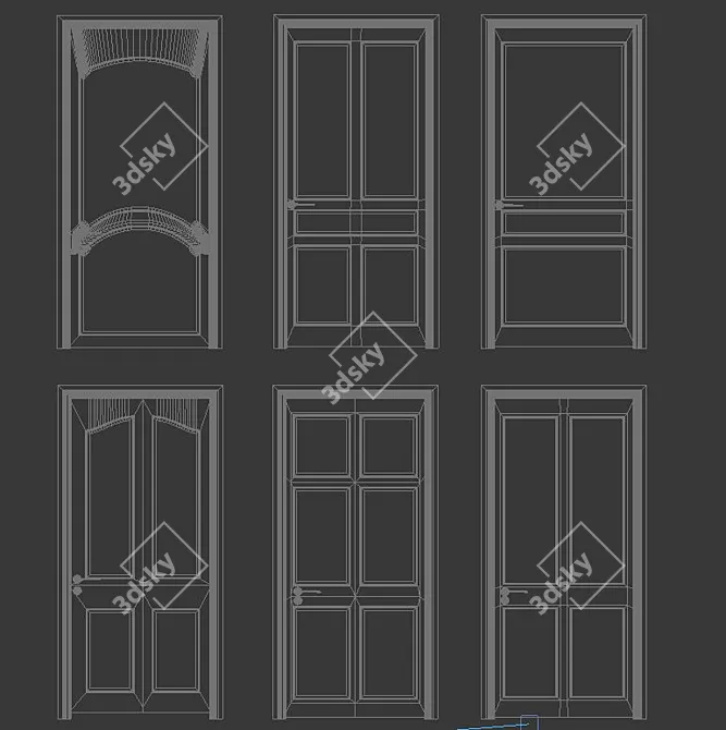 6 Beige Wood Interior Doors 3D model image 2