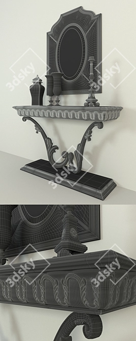 Italian Console and Mirror Set: Ginevra by Bruno Zampa 3D model image 3