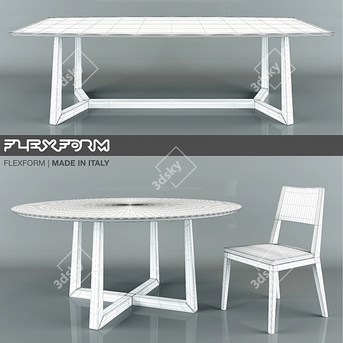 Elegant Gipsy Betty Dining Set 3D model image 2