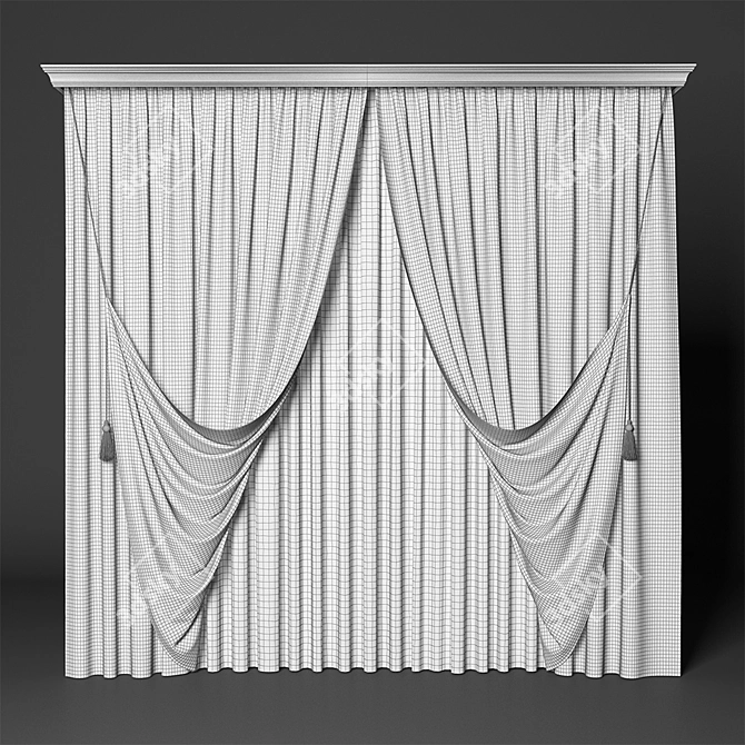 Elegant Classic Curtains 3D model image 2