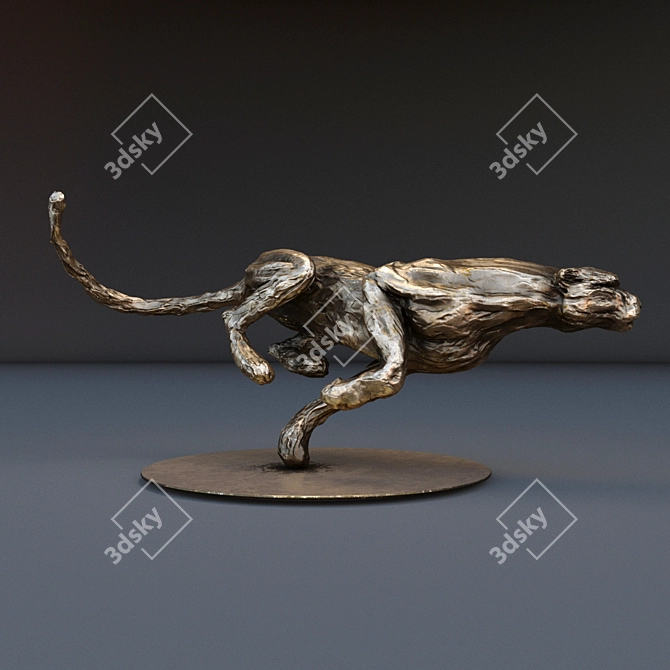 Sleek Bronze Cheetah Sculpture 3D model image 1