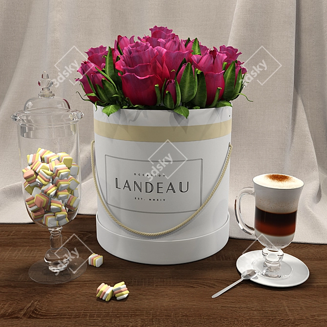 Roses & Latte Décor Set 3D model image 1