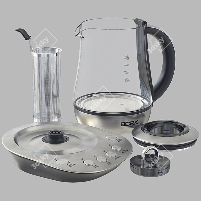 Sleek Stainless Electric Kettle 3D model image 2