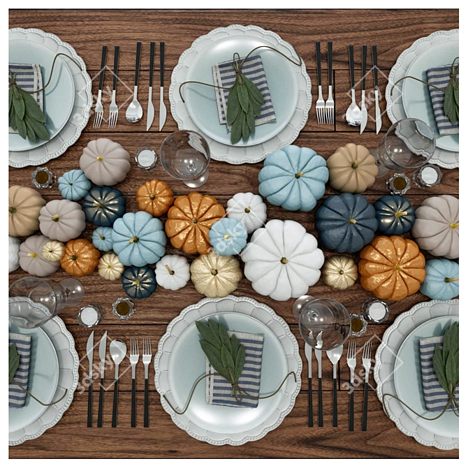 Elegant Tableware Set: Casa de Perrin 3D model image 1