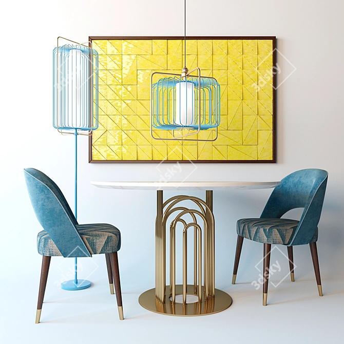 Sleek Dining Set with AVA Chair, BARA Table and JULES Lighting 3D model image 1