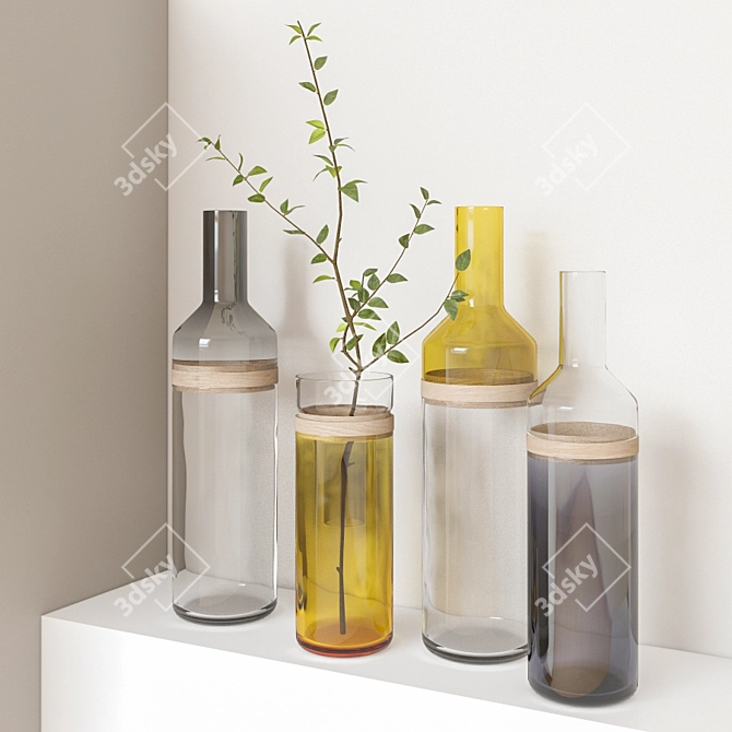 Dual-Tone Glass Vase Set AMBRE 3D model image 1