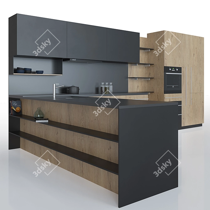 Stylish Miton Skin Kitchen 3D model image 2