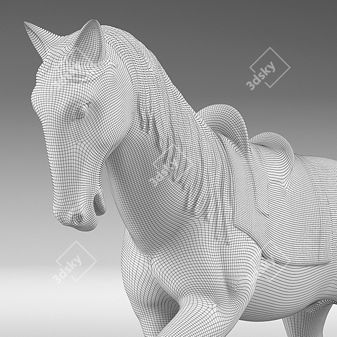 Elegant Handcrafted Horse Sculptures 3D model image 2