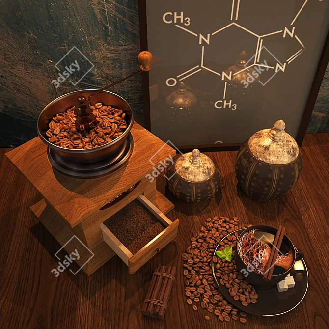 Title: Textures-in-One Coffee Set 3D model image 2