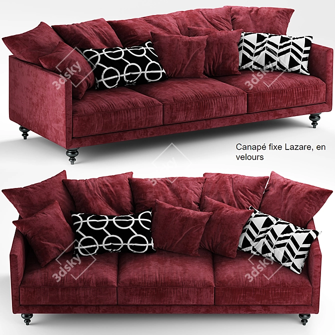 Velvet Corner Sofa 3D model image 1