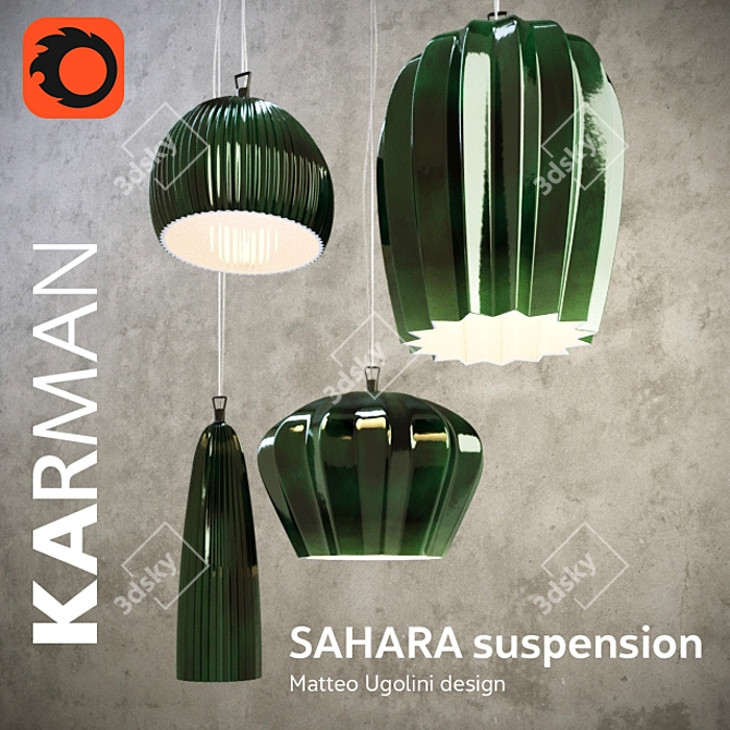 Sahara Green Ceramic Suspension Lamps 3D model image 1