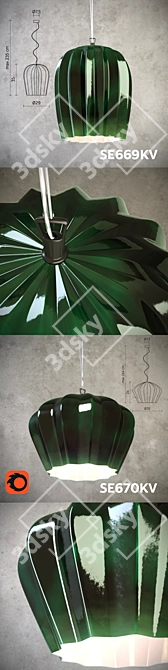 Sahara Green Ceramic Suspension Lamps 3D model image 3