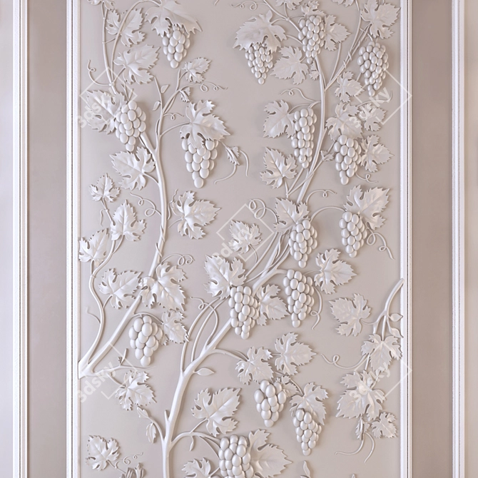 Title: Vineyard Elegance: Decorative Grapes Panel 3D model image 1