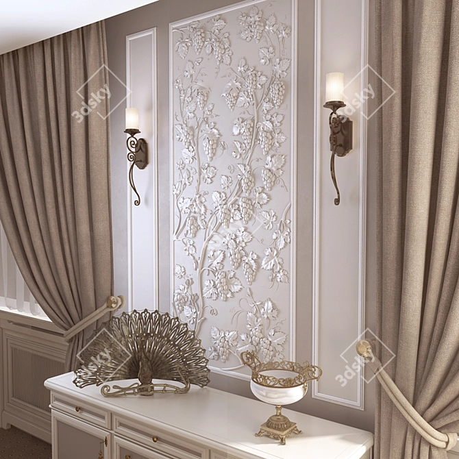 Title: Vineyard Elegance: Decorative Grapes Panel 3D model image 2
