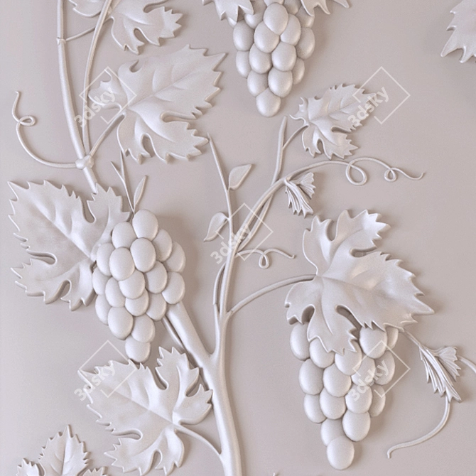 Title: Vineyard Elegance: Decorative Grapes Panel 3D model image 3