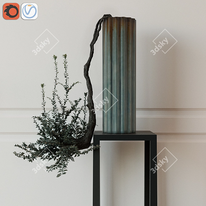 Natural Greenery in Elegant Vase 3D model image 1