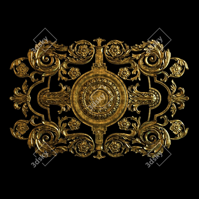 Elegant Metallic Ceiling Rosettes 3D model image 1