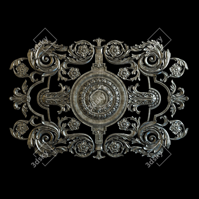 Elegant Metallic Ceiling Rosettes 3D model image 2