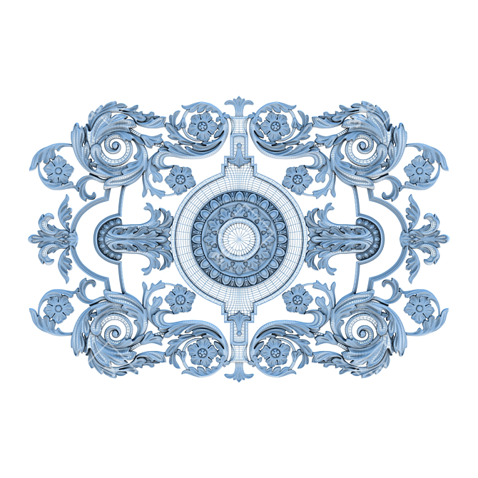 Elegant Metallic Ceiling Rosettes 3D model image 3