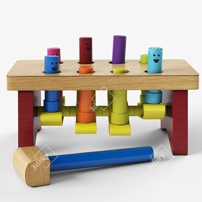 Sturdy Wooden Pounding Bench: Hours of Hammering Fun 3D model image 3