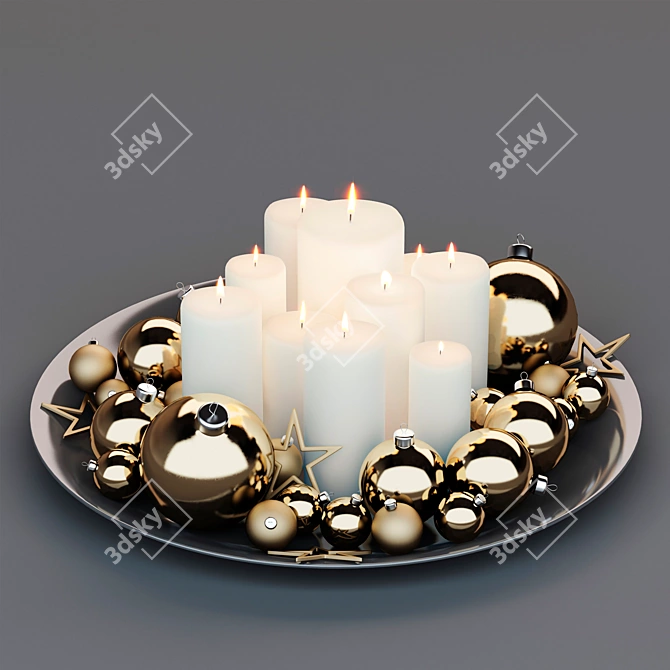 Glowing Elegance: Decorative Candle Set 3D model image 1